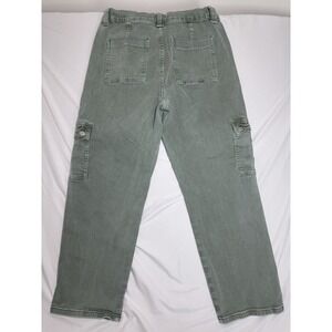Vervet High Rise Cargo Straight Leg Jeans Olive Green  Women's Size 32